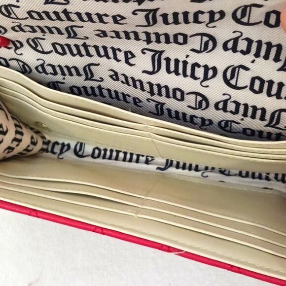 Y2K Juicy Couture Quilted Leather Long Wallet chain Heart Charm Barbiecore VNTG - Picture 8 of 16